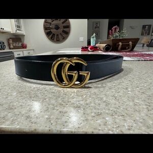 Gucci Black Belt with Gold GG Buckle